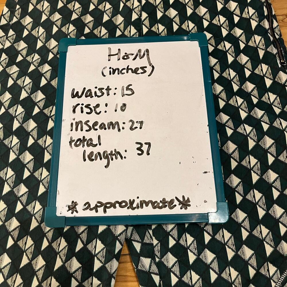 H&M Skinny Fit Geometric Print Pants Green Trousers Size 12 - Picture 11 of 11